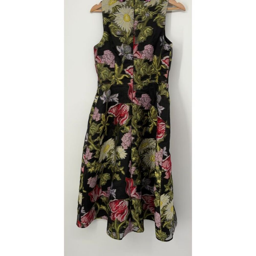 Teri Jon Floral Jacquard A-Line Dress in Black